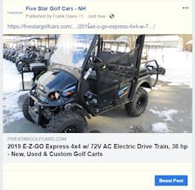 Golf Cart Marketing for Facebook