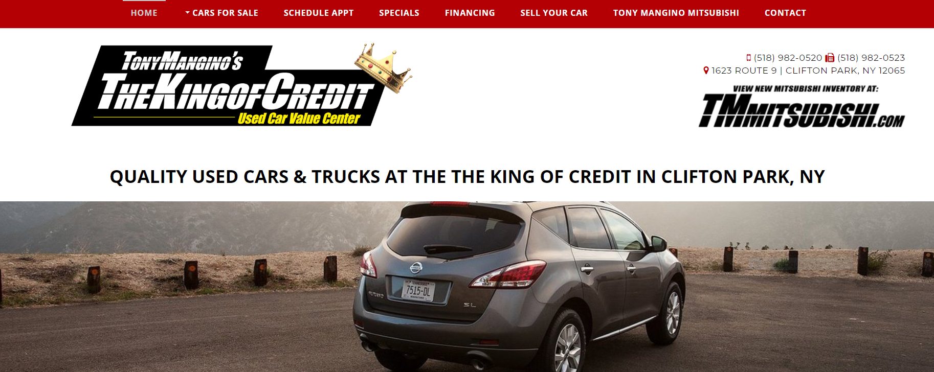 The King of Credit Car Dealership website screen shot