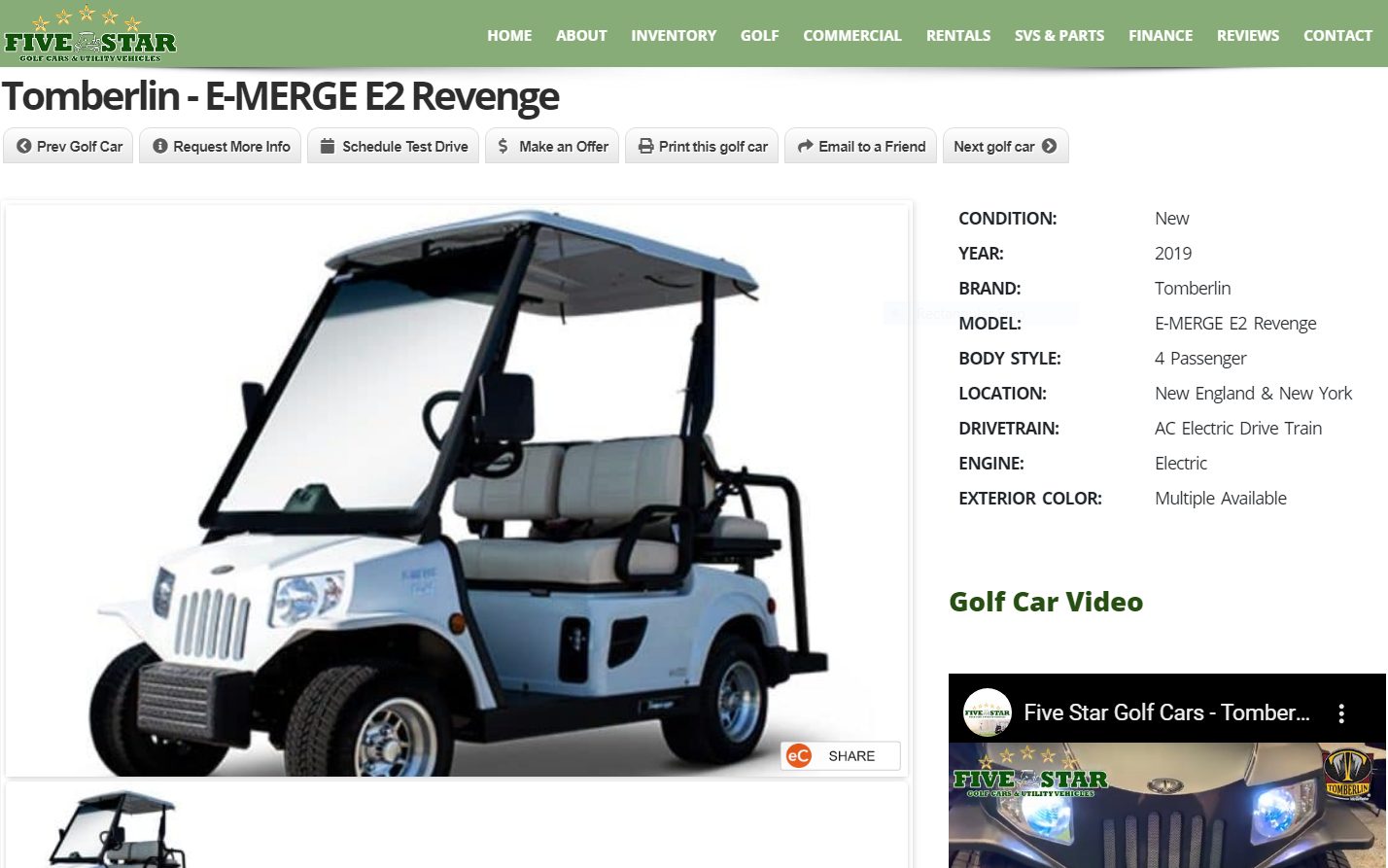 Single Listing Golf Cart Page