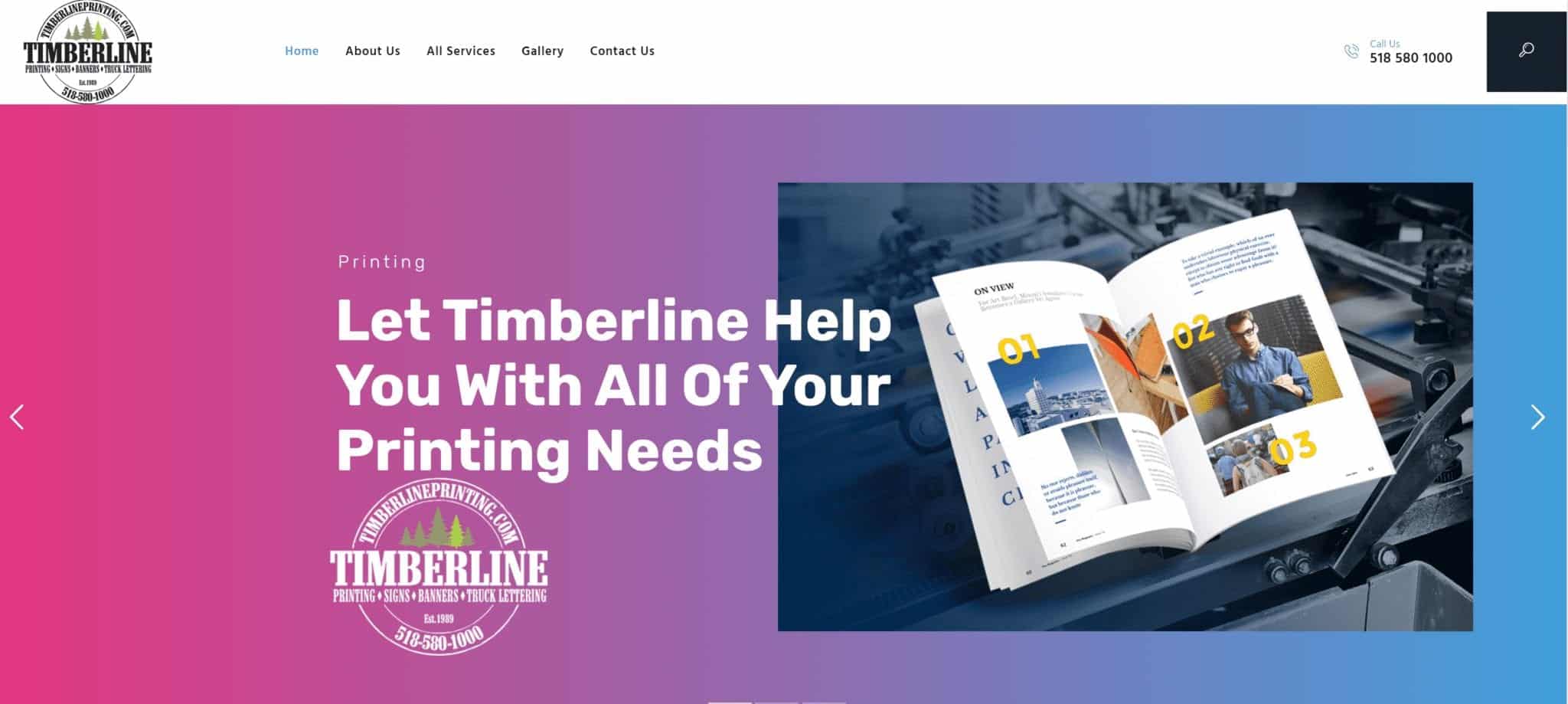 Timberline website screen shot