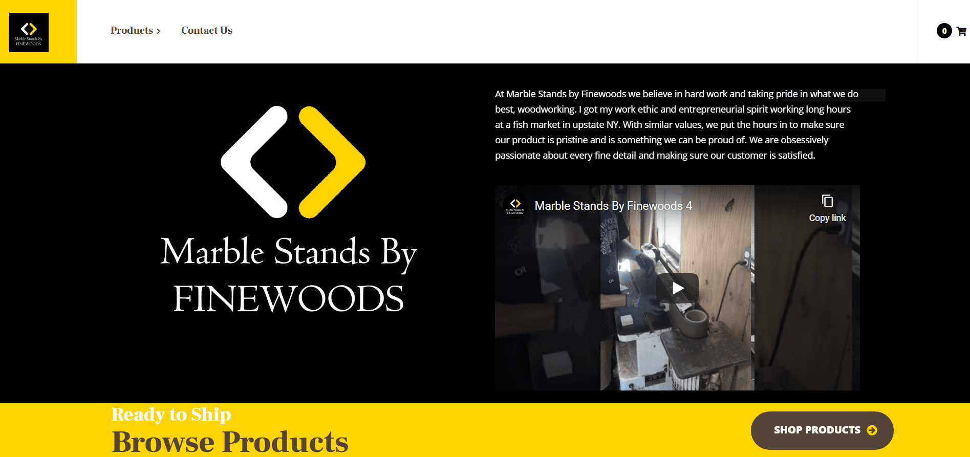 Marble Stands by Finewoods website screen shot