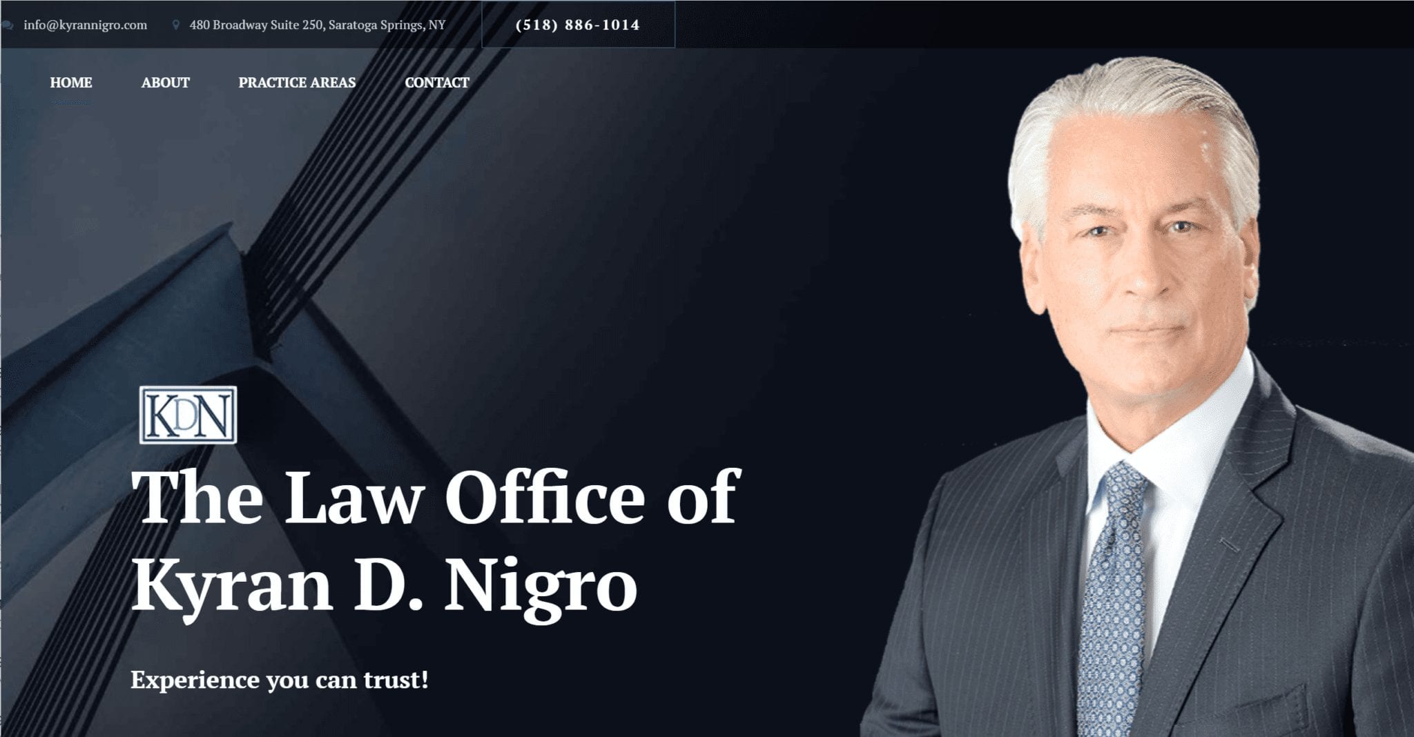 The Law Office of Kyran D. Nigro website screen shot